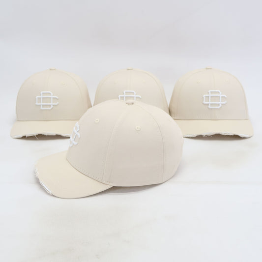 Distressed Monogram Cap - Beige
