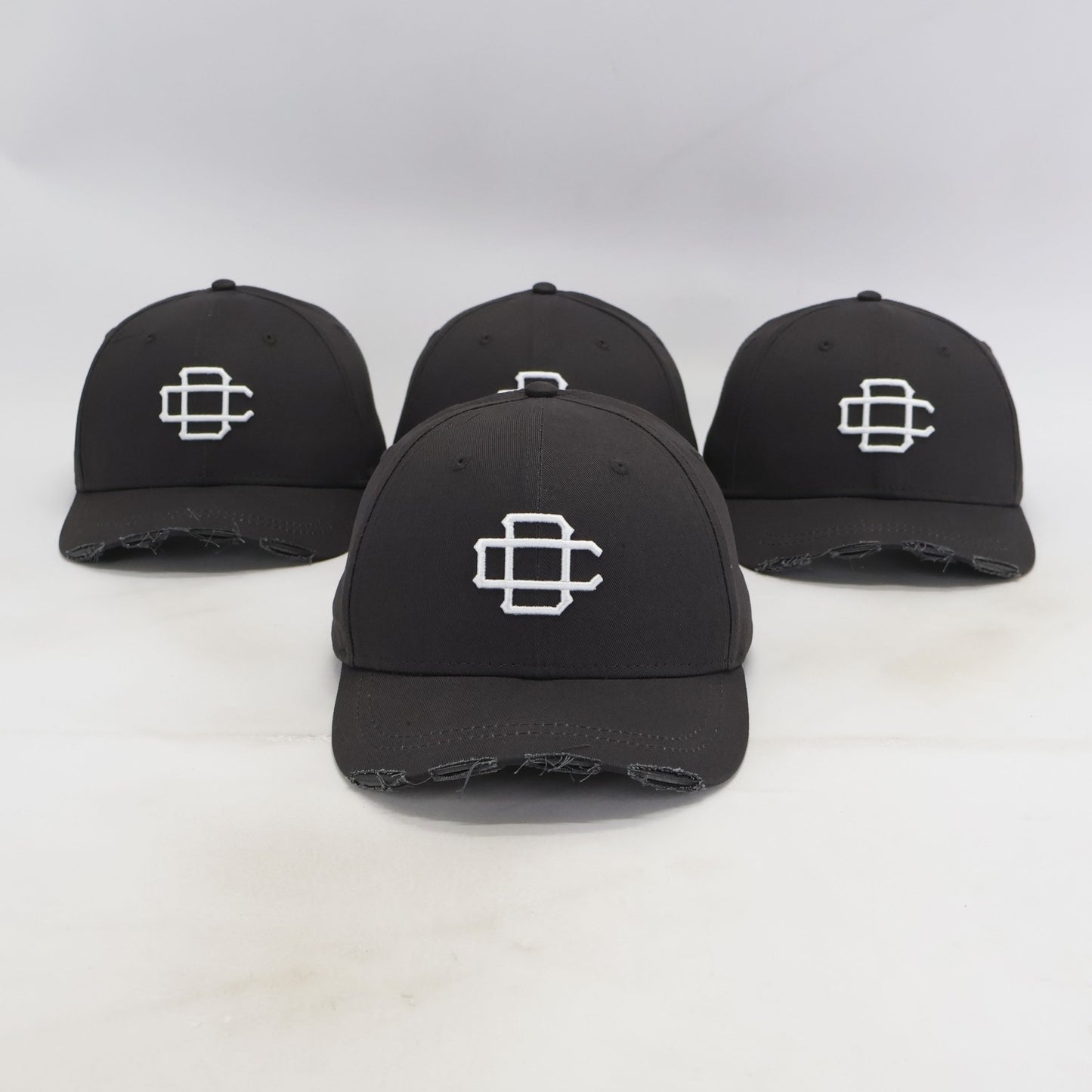 Distressed Monogram Cap - Charcoal