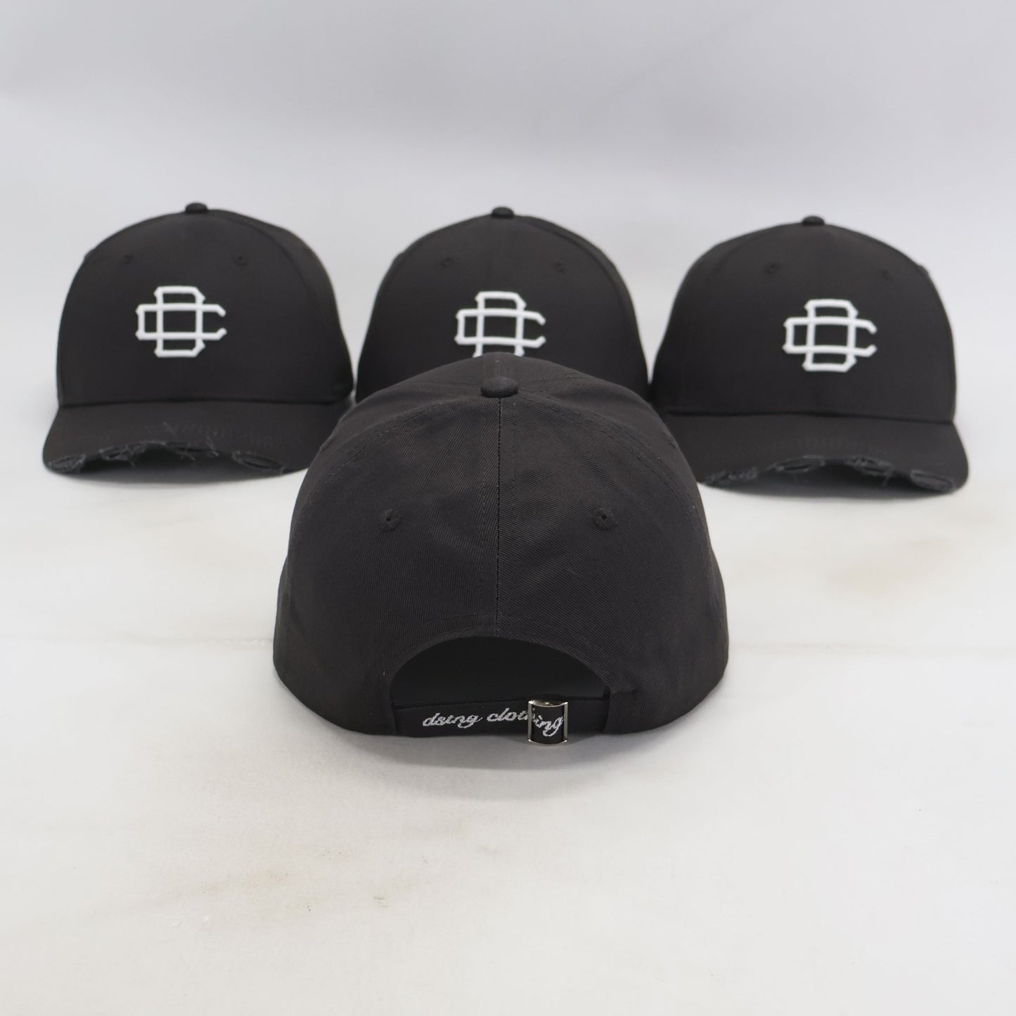 Distressed Monogram Cap - Charcoal